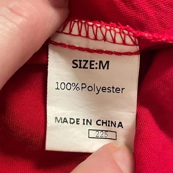 Long Sleeve Mini Dress Ties in Back Size M Red - Picture 14 of 15